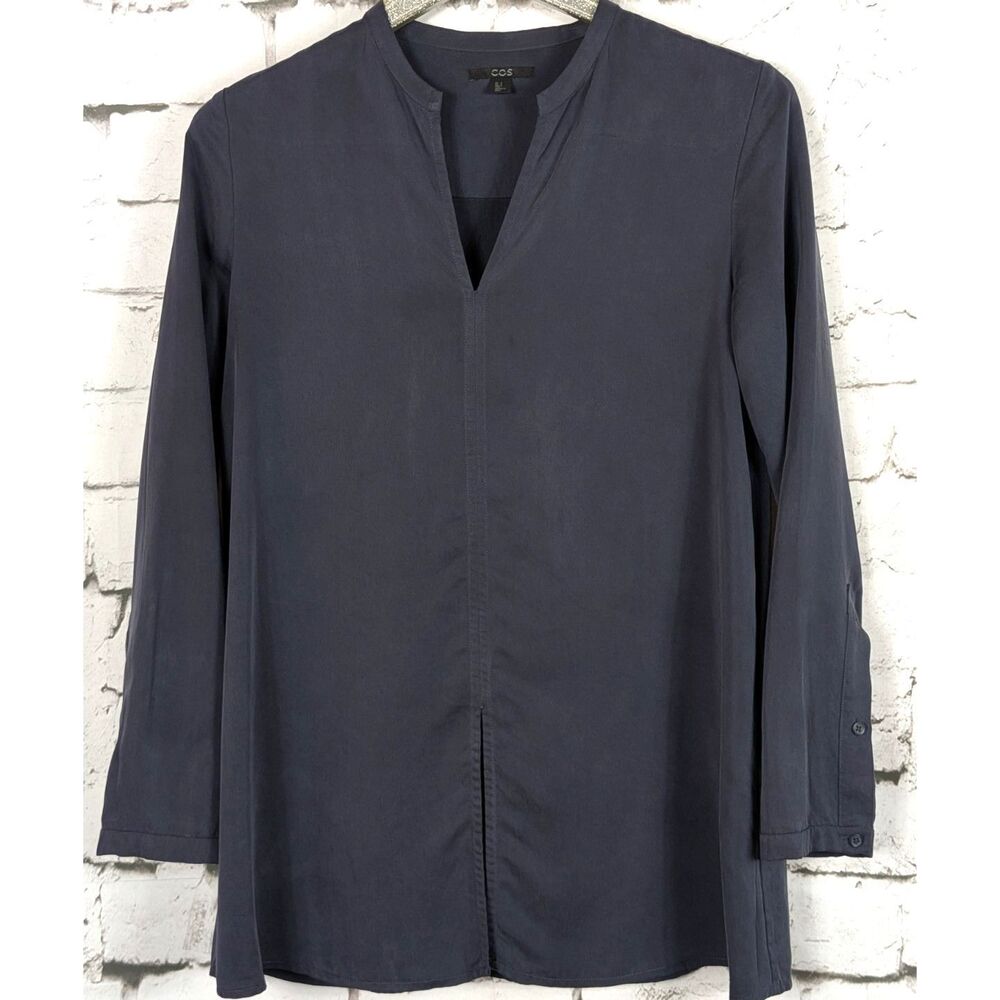 COS Smooth Tunic Slate Blue Career Artsy Minimalist Modern Lagenlook Size 6